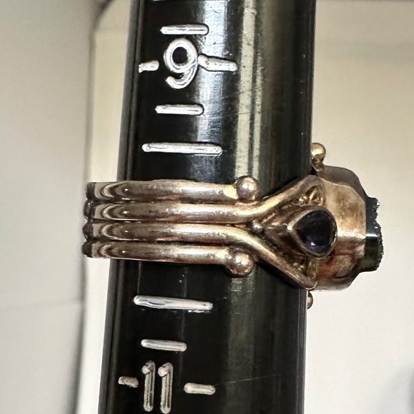 Druzy tanzanite ring adjustable gorgeous estate sterling silver - Picture 6 of 14